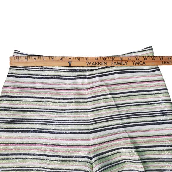 Christian Siriano Runway Multi Striped Pants Metallic High Waisted Cropped sz 10 - Picture 4 of 7